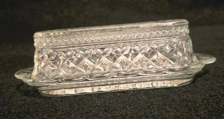 Vintage Pressed Glass Covered Butter Dish Wexford by ANCHOR HOCKING