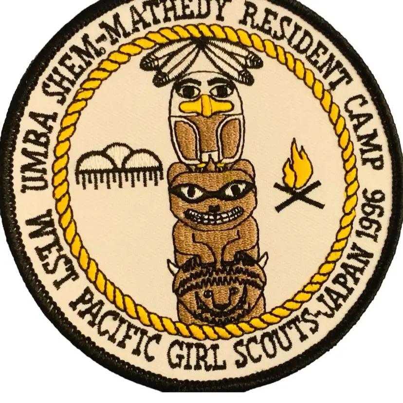 Vintage Scouting Fun Patch: UMBA SHEM-Mathedy Resident Camp West Pacific Girl Scouts Japan 1996