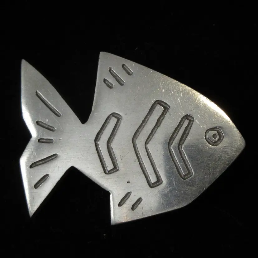 Handmade Stainless Steel Tropical Fish Brooch Pin - 2.5 Inches Long