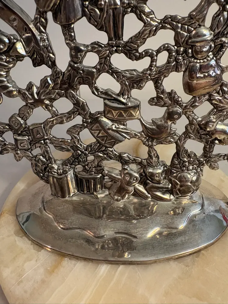VINTAGE GODINGER SILVER ART CO. CHRISTMAS TREE CANDLE HOLDER 10"H BEAUTIFUL!