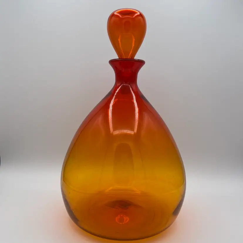 Blenko tangerine decanter, no.649, 1964-1966