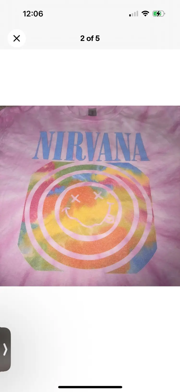 Nirvana Band Smile Back VTG Style Short Sleeve T Shirt Pink Tie Dye, Medium