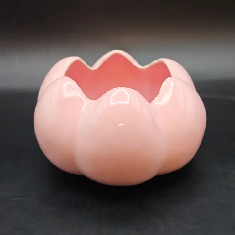 Pink Camark USA Art Pottery Lotus Flower Planter Bowl Vintage