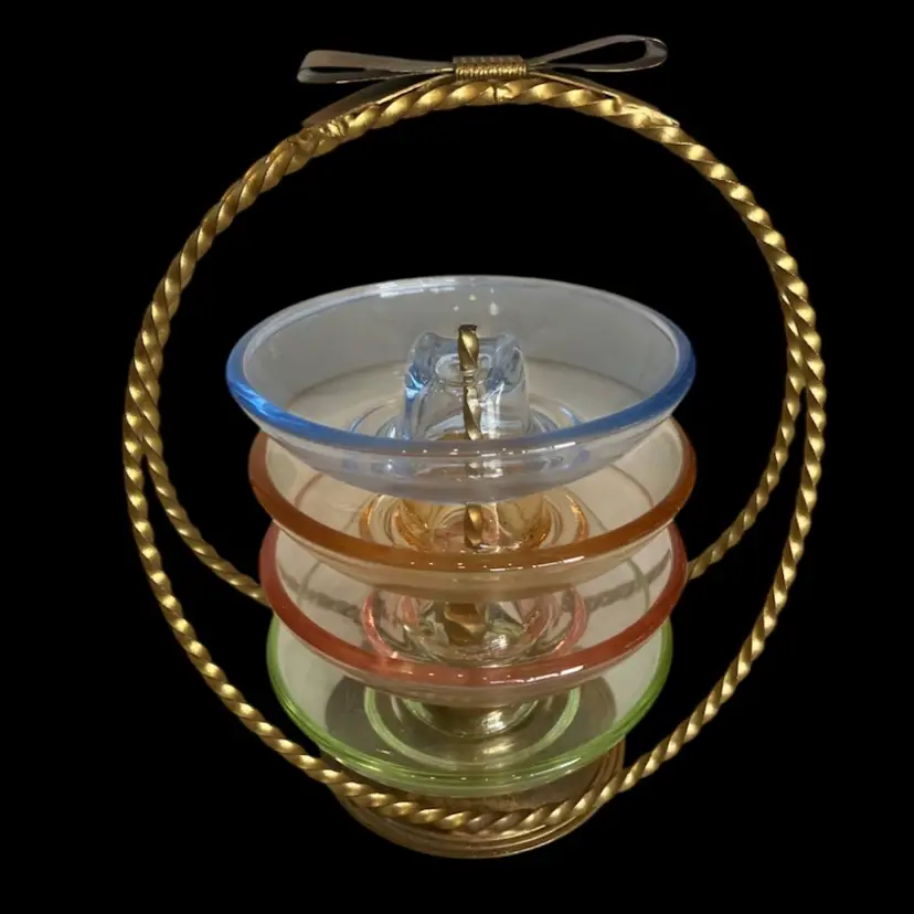 Beautiful Cambridge Glass Stacking Ashtrays In Brass Stand