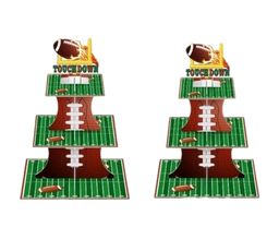 2 Pack of Football Themed  Cupcake Stand Party Decorations, 3 Tier 11.8" Tall
