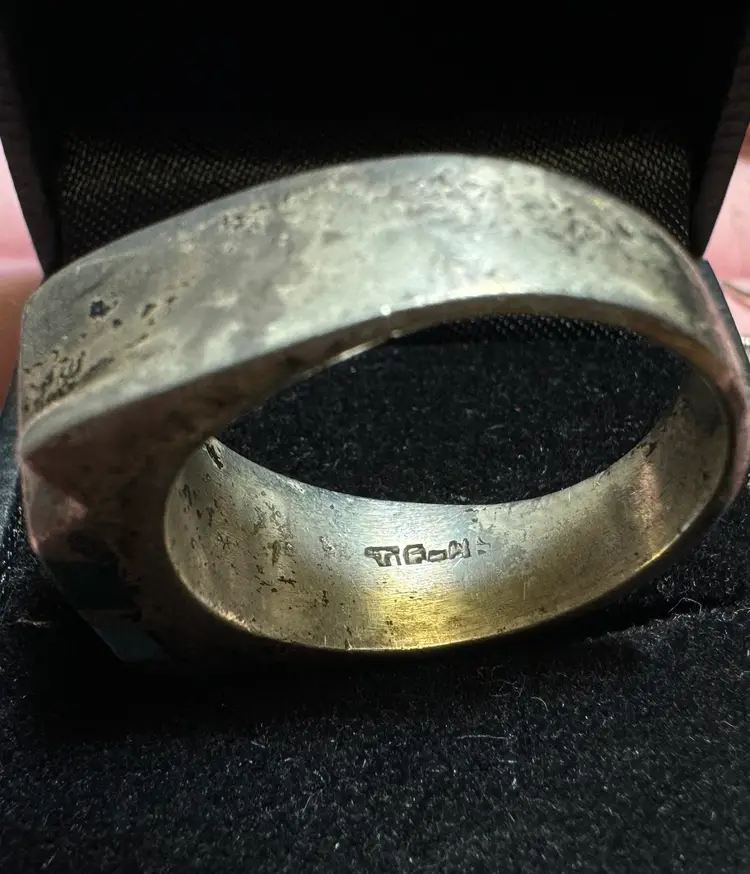 Sterling Taxco Malachite + Turquoise Ring Sz 11