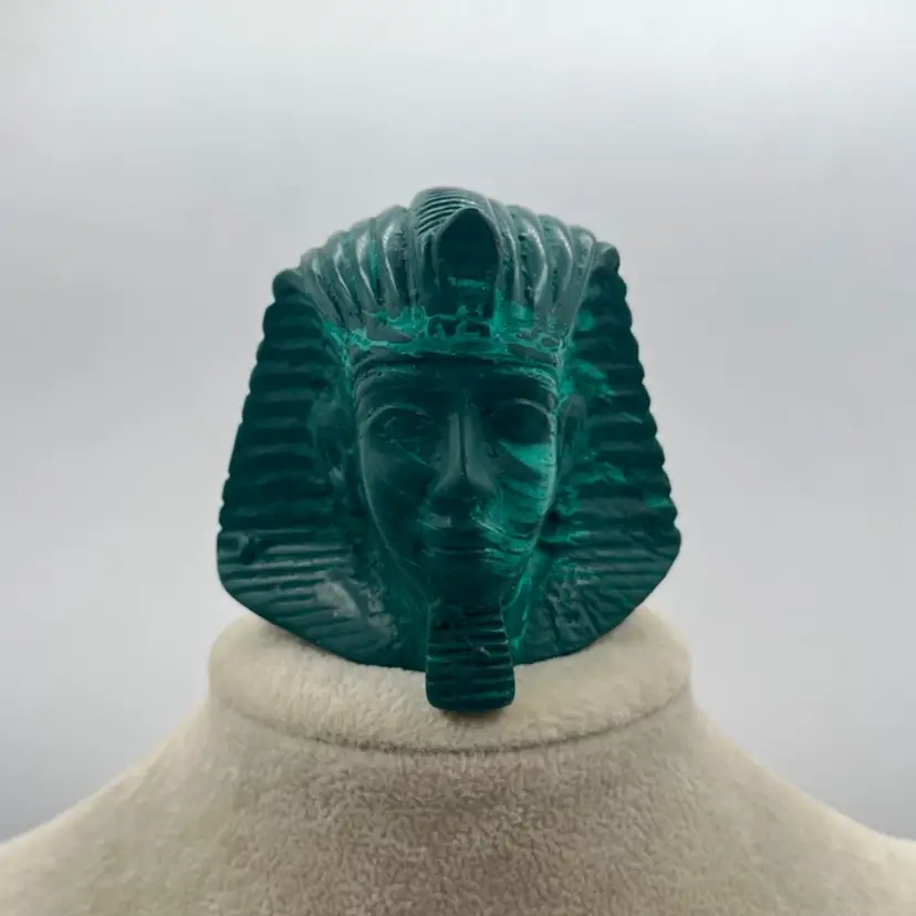 Green Egyptian Pharaoh King Tut Bust Paper Weight - About 3”