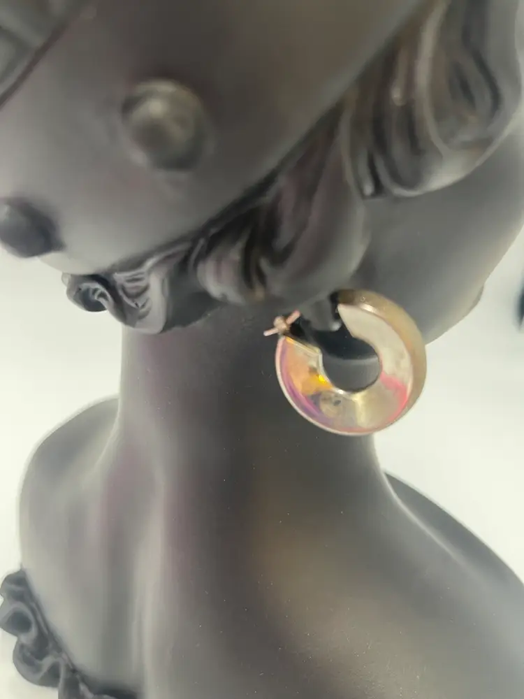 Starling Silver 925 Hoop Statement Wide Earrings Textured &  Smooth Vintage 1990s