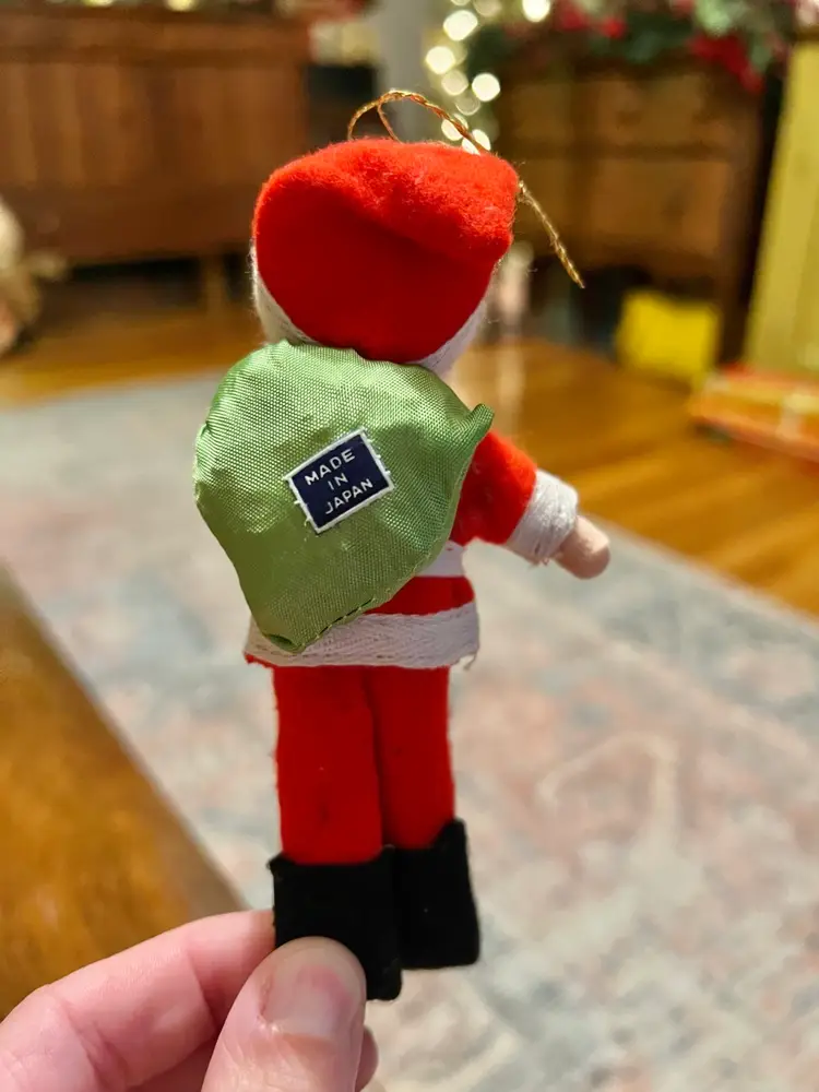 Vintage Stocking Face Santa Ornament