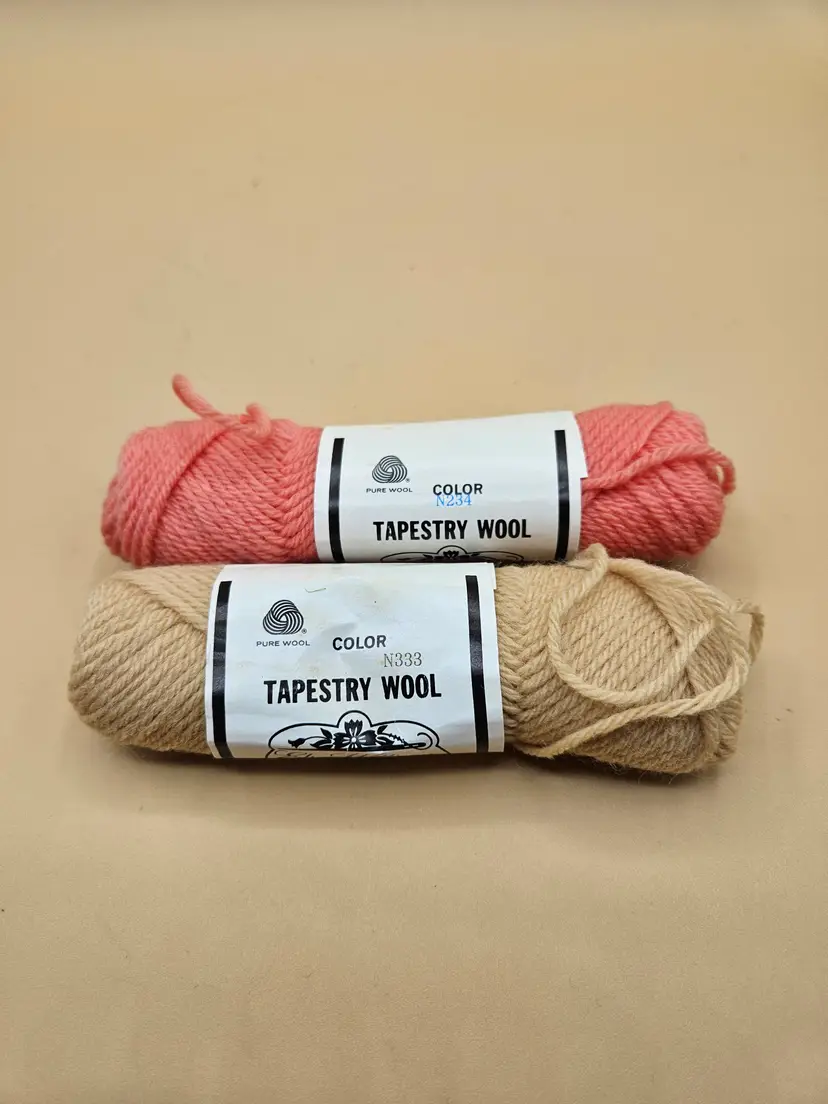2 Skeins Needlepoint Yarn Tan, Orange Tapestry Wool