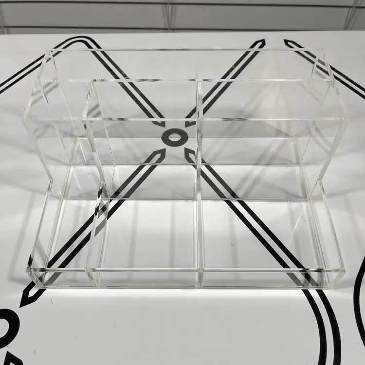 Clear Acrylic Desk Organizer 8 Compartment Makeup Office Storage Caddy