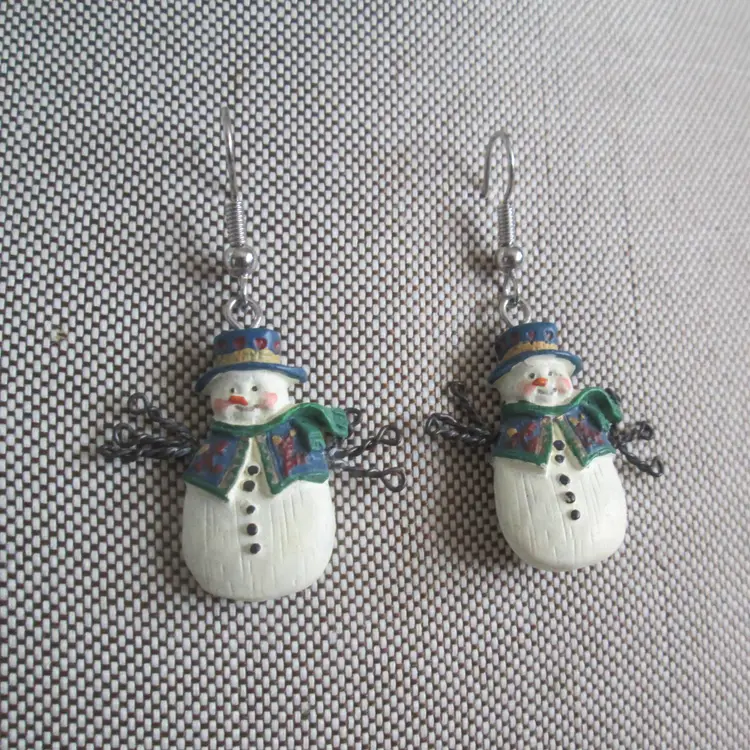 Vintage Classic XMAS Snowman Dangle Pierced Earrings