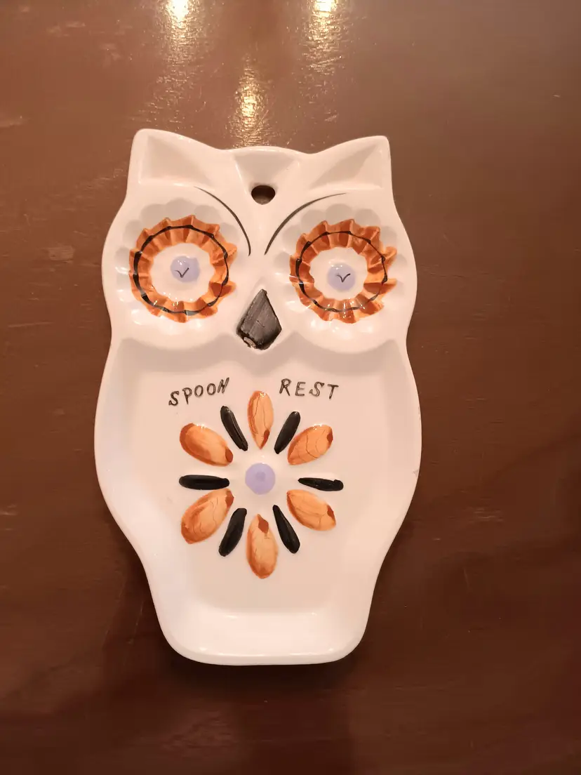 Vintage 1970s Owl Spoon Rest/Wall Hanging Japan