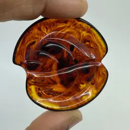 Large Root Beer Bakelite Leaf Style Button 2”