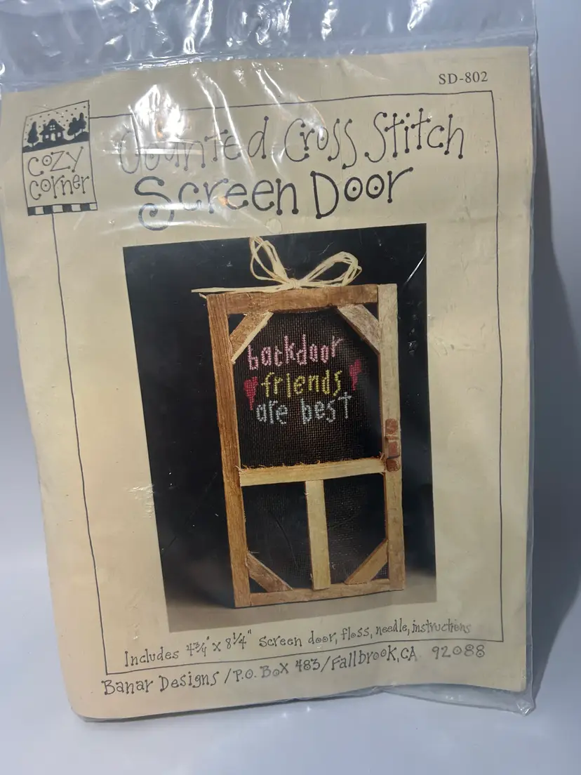 Vintage Cozy Corner Brand Counted Cross Stitch Screen Door Kit Sealed Not Used