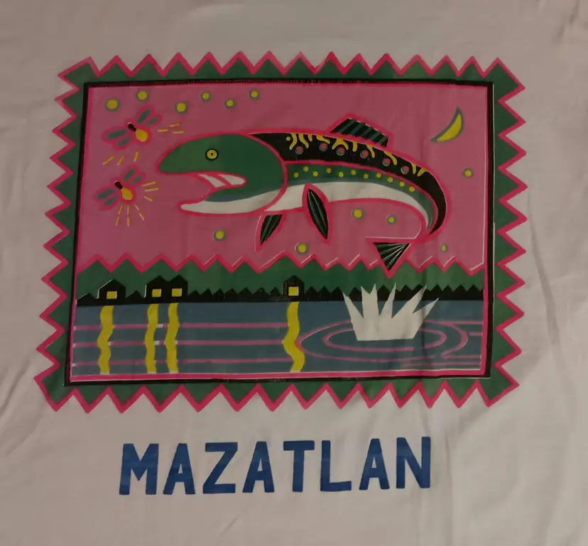Vintage single stitch animal t-shirt Mazatlan Mexico painted trout print