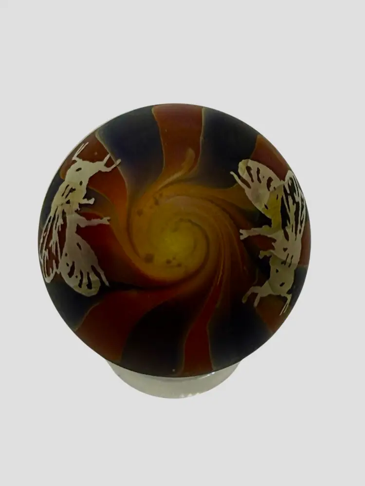Little B Glass Honey Drip/Sandblasted Bee Art Glass Marble