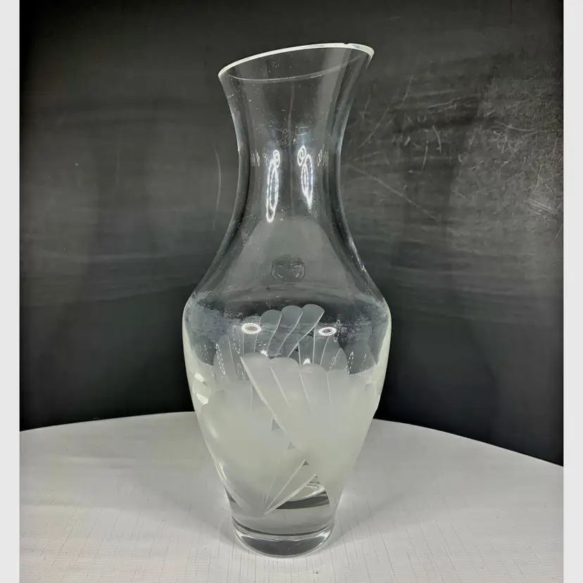 Lenox Fanlight Signed Wine Carafe Cut Glass Crystal Made USA Vase Discontinued CHIP