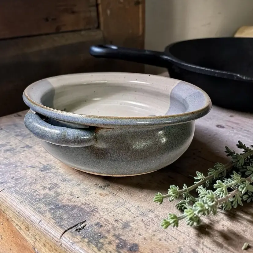 Artisan Hand-Thrown Studio Art Pottery Large Stoneware Bowl Signed A. Baker