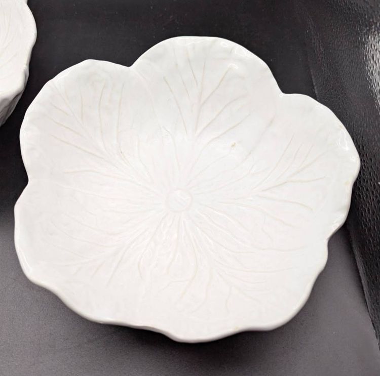 Bordallo Pinheiro Soup, Cereal Bowl White Cabbage Majolica Set of 2 -7 inch