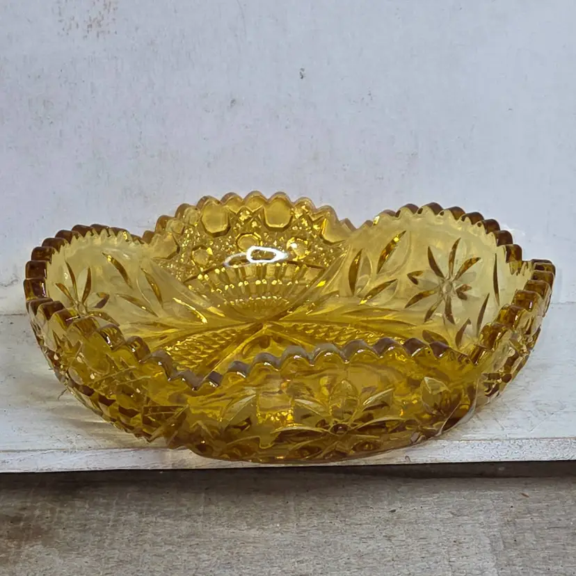 Vintage Amber Pressed Glass Bowl