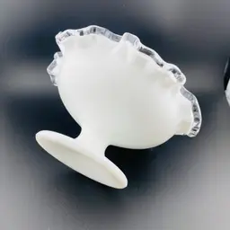 Fenton Glass Silver Crest Pedestal Dish Compote 7” CottageCore