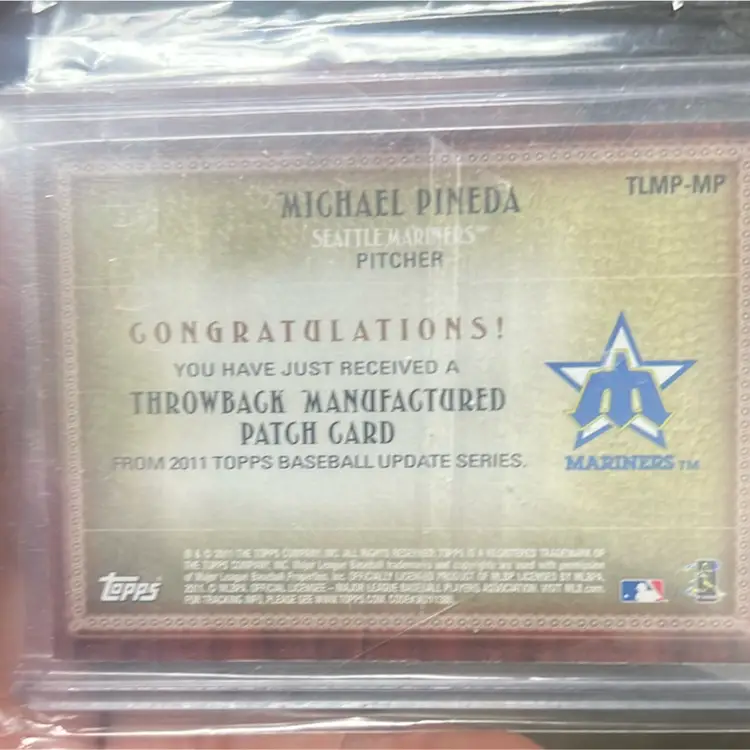 2011 Topps Update Michael Pineda Commemorative Patch Throwback 