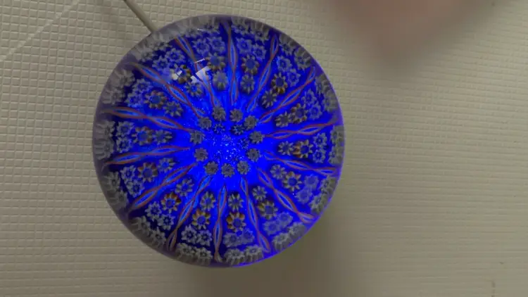 Perthshire Art Glass Paperweight Millefiori Crieff Scotland Button Is Blue