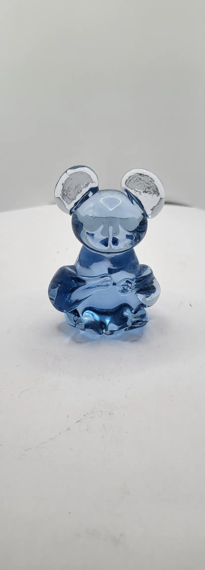 Adorable Blue Glass Koala Figurine US Commemorative Fine Art Gallery 2.5"