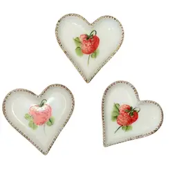 #03 - Choice Of 1 Antique Milk Glass Trinket Dish Heart With Strawberry