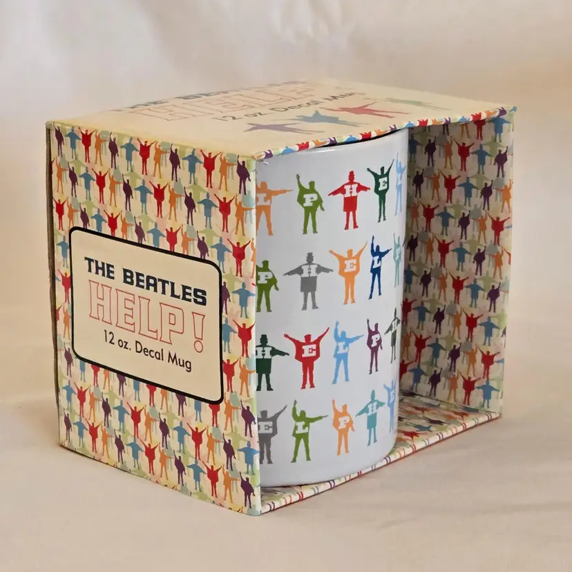 The Beatles HELP! Decal Mug 12 oz Vandor Gifts 2009 Collectible in Original Box