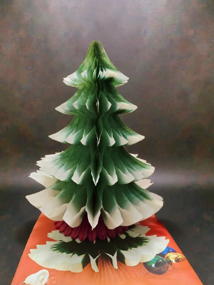 Vtg AMSCAN Danish Crepe Tissue Christmas Tree Honeycomb Original PackagE AS IS