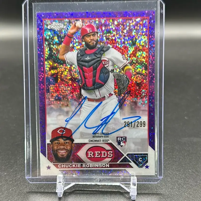 Chuckie Robinson 2023 Topps Chrome Purple Speckle Refractor Auto /299 RC Cincinnati Reds