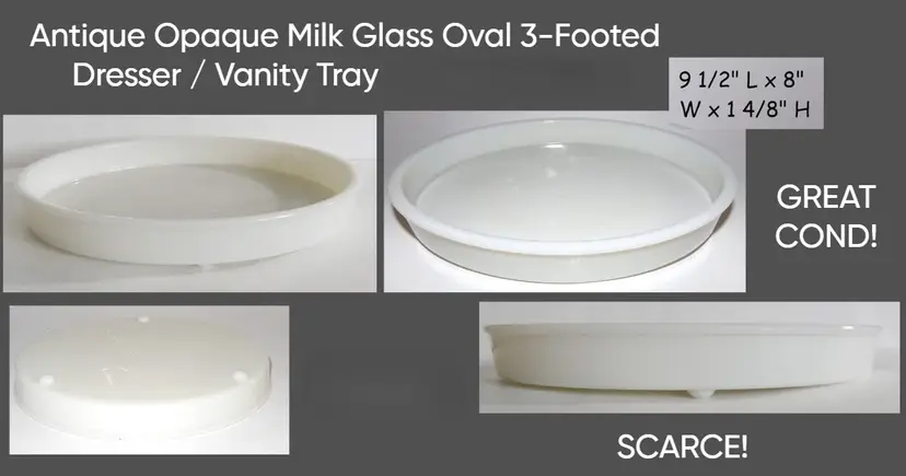 Antique Opaque/ Milk Glass Dresser / Vanity Tray SCARCE!