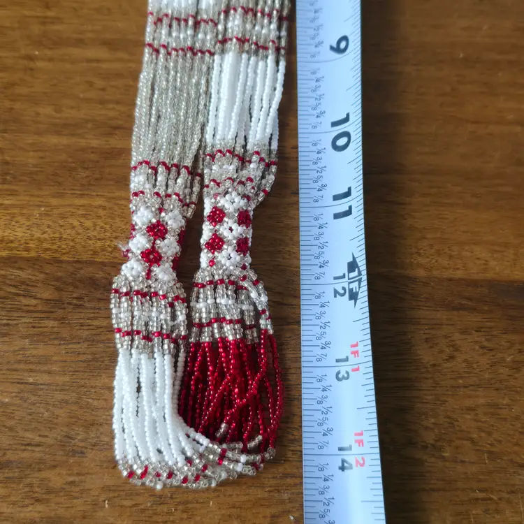 Seed Bead Statement Necklace White and Red
