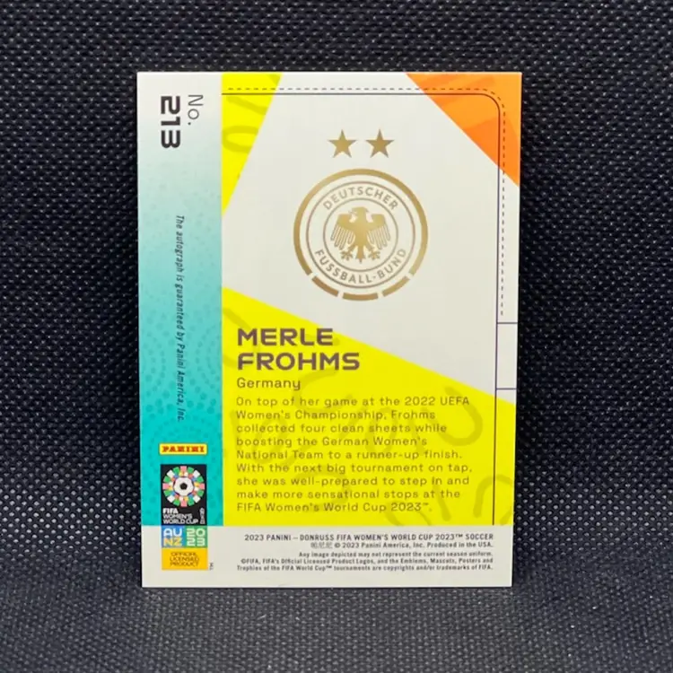 Merle Frohms 2023 Donruss Women’s World Silver Autograph Germany Soccer Card