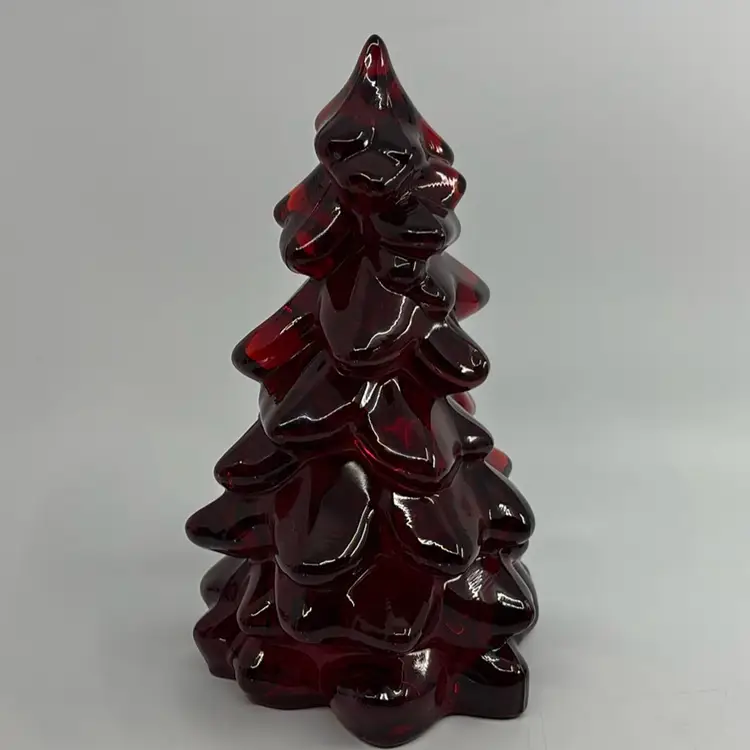 00 Ruby Red Amberina Glass Tree Mosser 8” Glows 🌲 Prebids Open At Start Of Show🌲