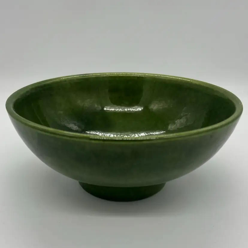 Vintage Haeger USA Pottery 101 Green Footed Console Serving Bowl Dish 8”
