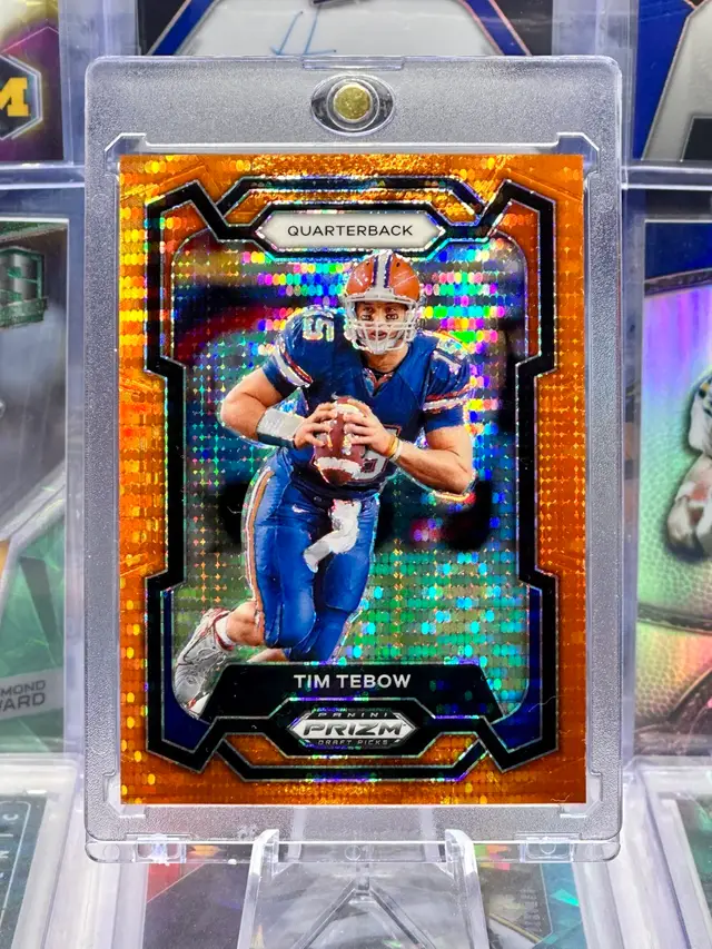 Tim Tebow 2024 Prizm COLOR MATCH Numbered /49 Orange Pulsar SP Florida Gators