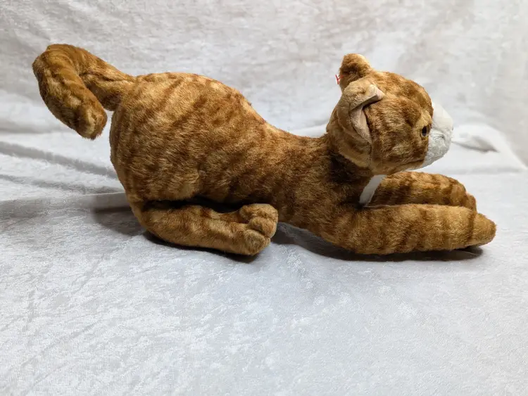 Vintage 1999 STRETCH Orange Tabby Cat Arched Back Plush Stuffed Animal Realistic Kitten