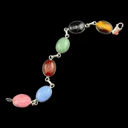 Scarab Multi Color Stone Bracelet Marked 925 Silver Not Tested