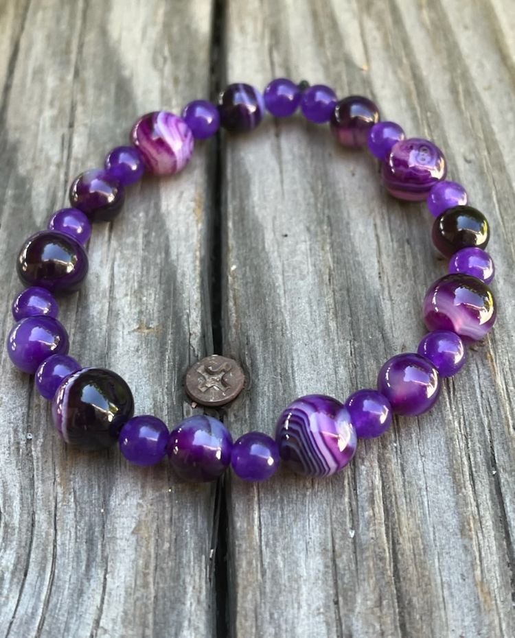Purple Agate Bracelet 7 1/2"-8"