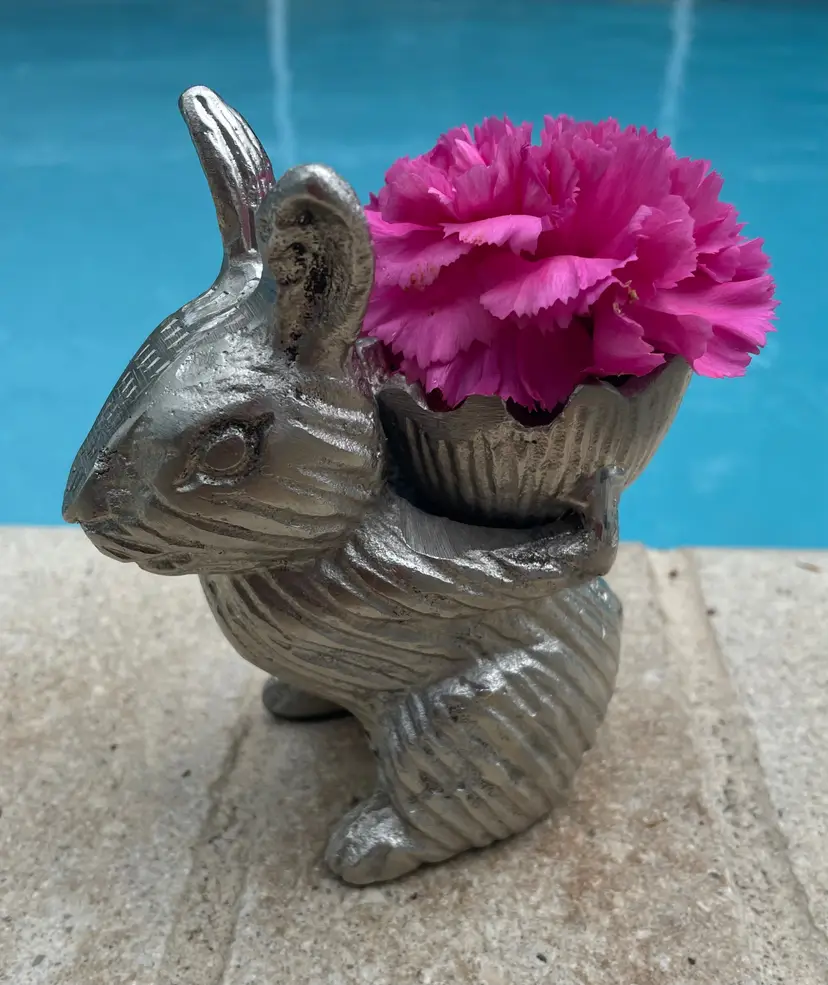 Pewter Rabbit Figurine / Trinket Dish / Easter Egg Display