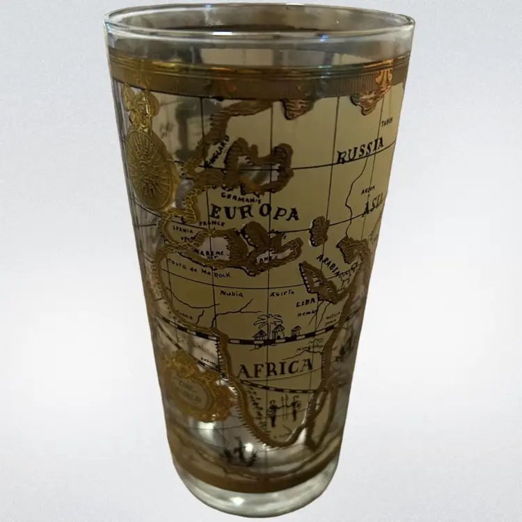 Ceraglass Highball  set of 6 glasses 22 Karat gold decorations.