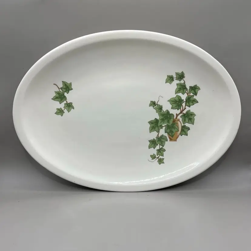 Paden City Pottery Green Ivy 1950's Oval Serving Platter 11.5”