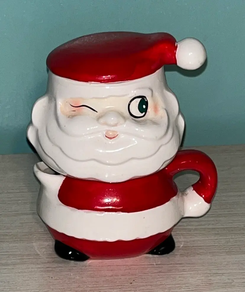 Vintage Hard-to-Find 1959 Holt Howard Stacking Santa 3-Piece Creamer Sugar Set