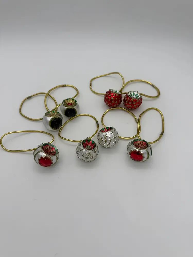 Vtg. Boston Warehouse Christmas Holiday Opulent Ornaments Napkin Charmers 8pc.