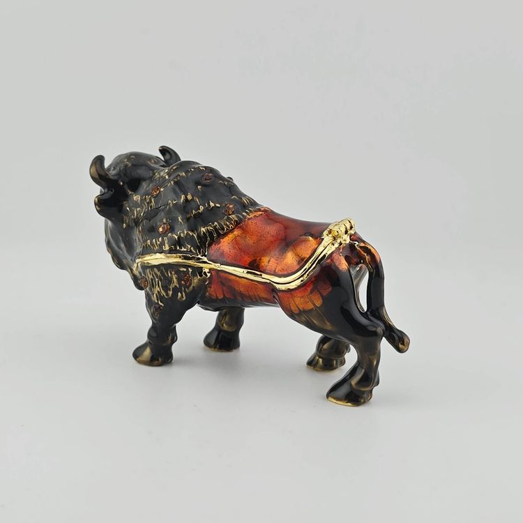 Buffalo Enamel Jeweled Trinket Box