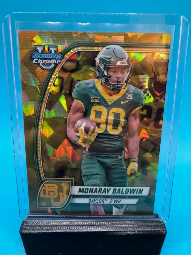 Monaray Baldwin Bowman Chrome U Sapphire Gold Refractor /50 Baylor Bears