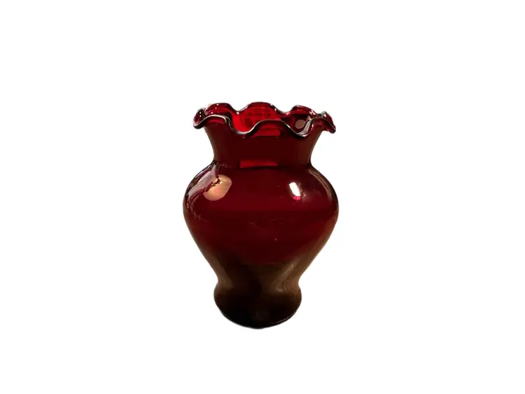Art Glass Vase Red Small Vintage
